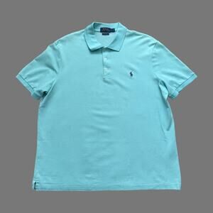 Polo Ralph Lauren Turquoise Stretch Mesh Knit Polo Shirt Mens Large GUC